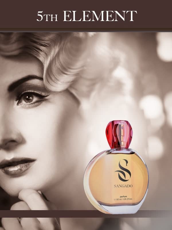 5th ELEMENT by SANGADO, Perfume for Women, 8-10 hours long-Lasting, Floral Aldehyde, Fine French Essences, Refined, Elegant, Feminine, 60 ml Spray
