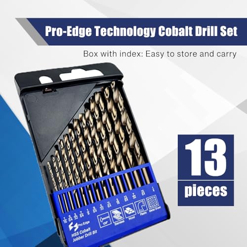 Cobalt Drill Bit Set, 13Pcs M35 High Speed Steel (1/16"-1/4") Twist Jobber Bits for Hardened Metals, Stainless Steel, Cast Iron Wooden Plastics, Professional Work, DIY with Index Storage Box - Image 7
