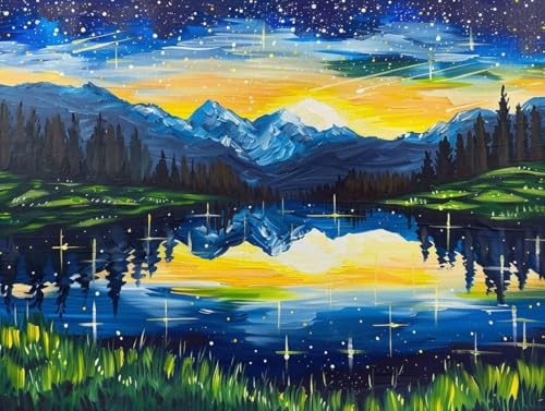 Diamond Painting Ciel Étoilé 80x110cm : Broderie Diamant Complet Montagne DIY G0-768