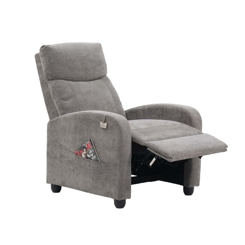 Image of Royaloak Nelson Fabric Recliner 1S with High Backrest, Pocket Springs & Heavy Duty Metal Support, Sleek Armrests, and Sturdy Footrest, Comfortable Lounge Chair for Living Room