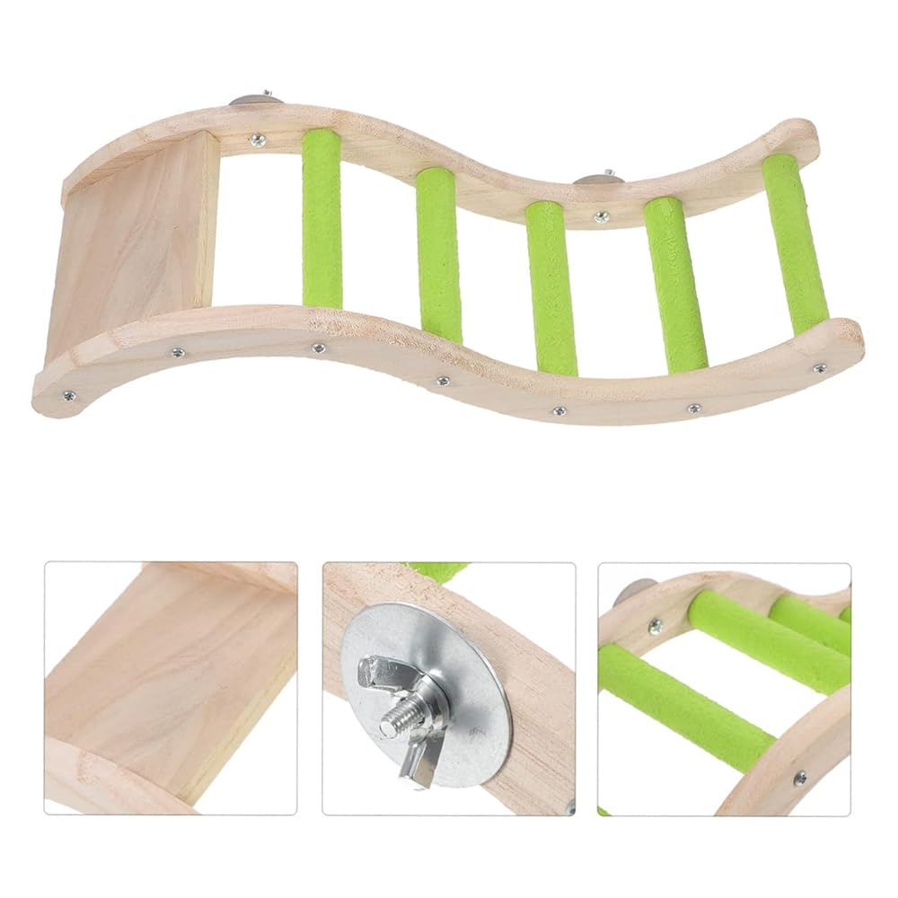 Escalera de madera para pájaros, 32 cm, para loros, hámsteres, puente trepador, barra para pájaros, escalera de masticación para loros, pájaros, columpio, rascador, percha para loros, cobayas,