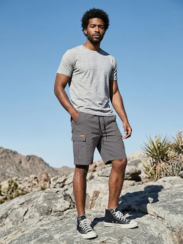 Image of JMIERR Mens Casual Cotton Twill Cargo Shorts Drawstring Classic Chino Stretch Short with 6 Pockets