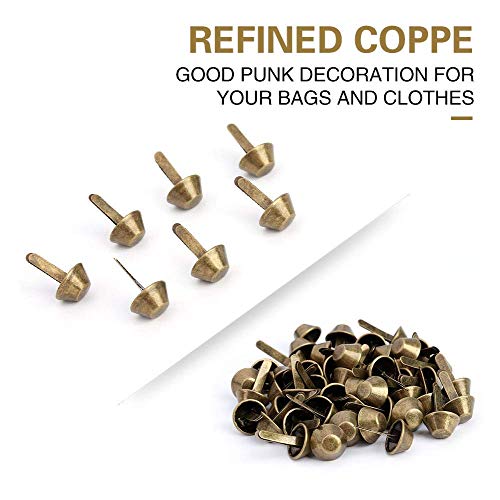 50PCS Plate Bottom Stud Bag Feet Flat Metal Bag Feet Cone Studs Mushroom Spike Rivet Purse Feet Spike Nailheads Brad leathercraft Findings(10mm-Brass) Rivet Tools - Image 2