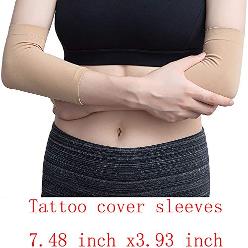 Image of 1 Pair Tattoo Cover Up Compression Sleeves Bands Forearm Concealer Support Skin Color Tattoo Aftercare UV Protection Oversleeve (Brown)