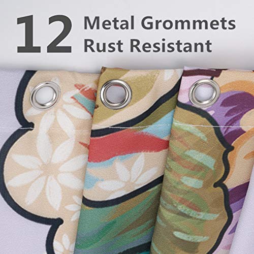 Rosielily Boho Floral Shower Curtain, Mandala Shower Curtain With 12 Hooks, Multicolor Shower Curtain, Machine Washable, Dry Quickly, 72" W X 72" H #TOP1