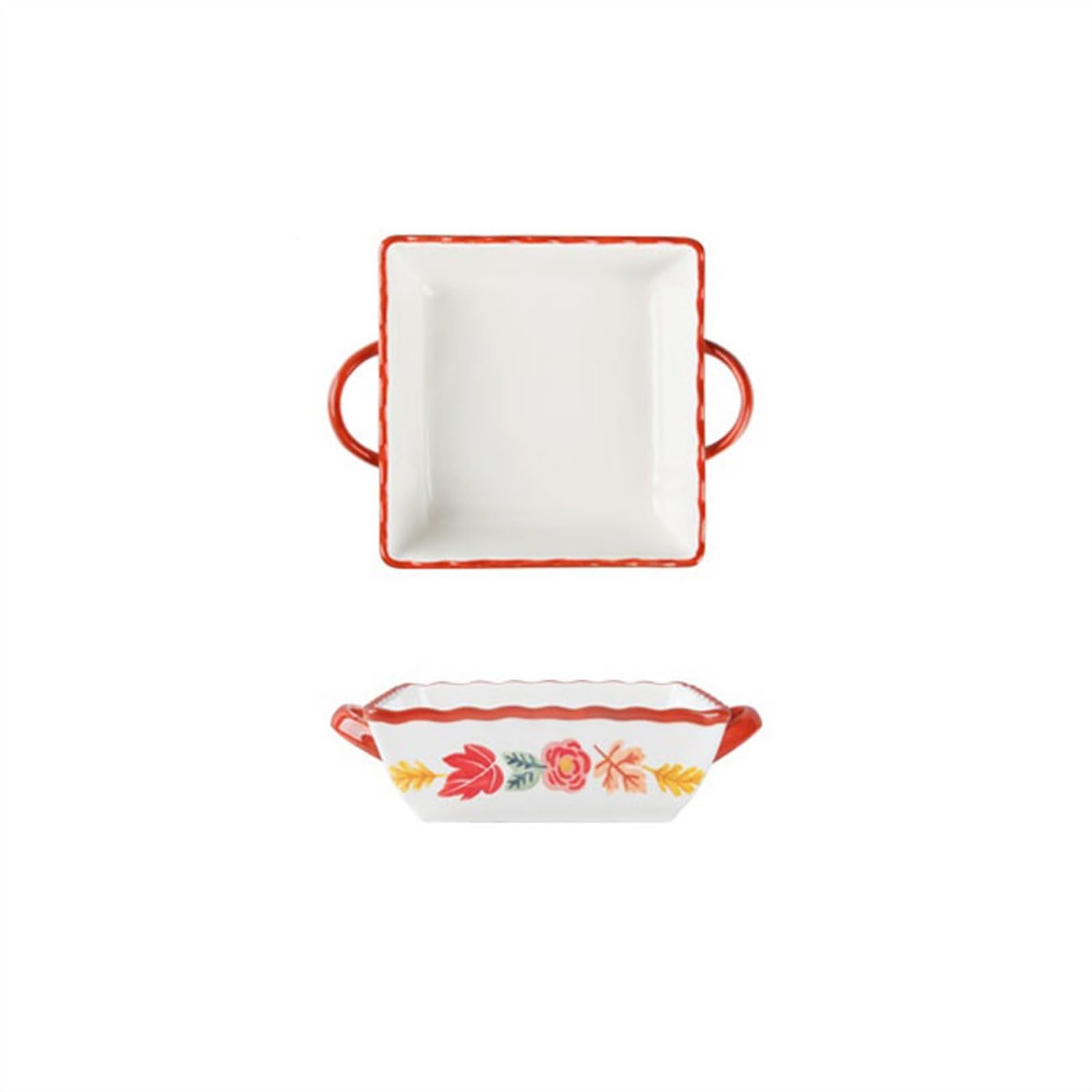 Teglie per forno Piatto da forno quadrato doppio orecchio cottura ciotola di riso piatto di cibo occidentale for la casa forno piatti speciali piatti piatto di verdure Teglia da forno(Red)