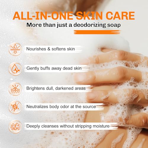 Image of 5 Pcs Persimmon Soap for Old People Smell, Persimmon Soap Bar for Body Odor Control, Natural Organic Deodorant Body Wash Soap for Women & Men