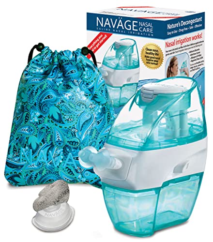 Navage Nasal Care Starter Bundle: Nose Cleaner and 20 SaltPod Capsules with Paisley Travel Bag