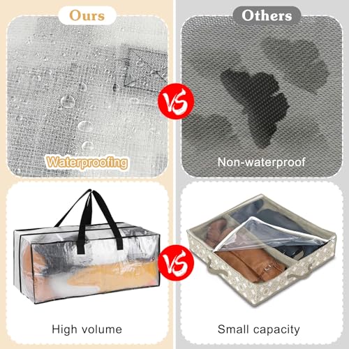4 Pack 92L Clear Clothes Storage Bags - Image 3