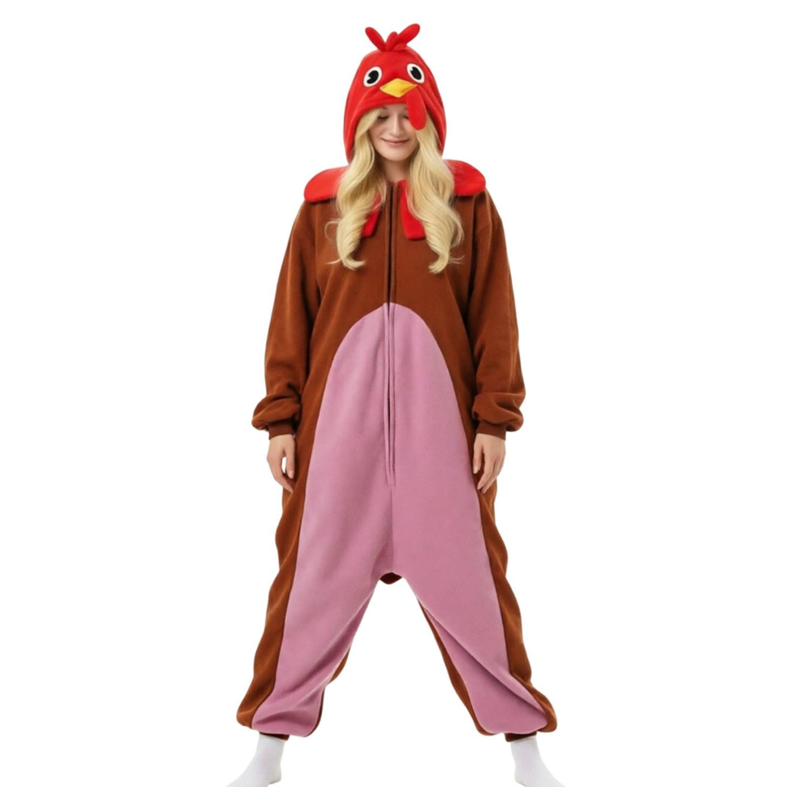 Halloween Einteiler Schlafanzug Damen Warm Pyjama Truthahn Nachtwäsche