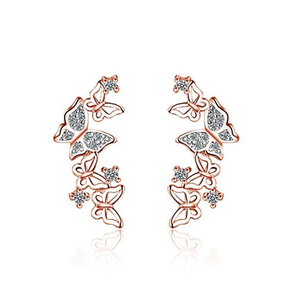 Delicati orecchini a bottone a farfalla con zirconi in argento s925 da donna. all'ingrosso