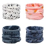 ANSUG 4 paquetes de calentador de cuello de algodón para niños, Ring Infinity Loop Pañuelo para el cuello Snood Bufanda Sombrero Bandana para niños niñas