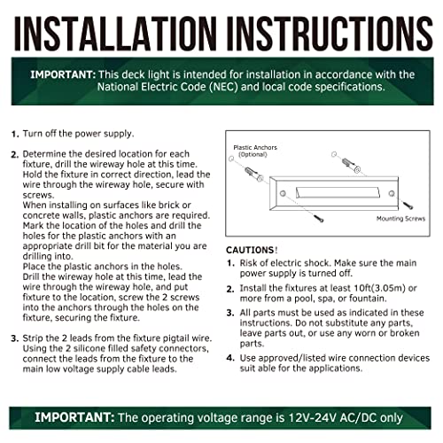 Gkoled 12-Pack Low Voltage 12-24V Ac/Dc Led Linear Step Lights, 2W Landscape Cutoff Stair Riser Light, Outdoor Waterproof Accent Lighting Fixtures, Die-Cast Aluminum With Black Powder Coated Finish #TOP5