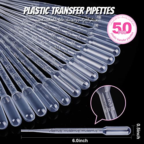 Transfer Pipettes, Teenitor 50Pcs 3Ml Eye Dropper Plastic Transfer Pipettes For Essential Oil, Disposable Liquid Dropper For Science Laboratory, Lab, Diy #TOP1