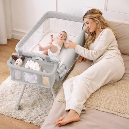 Baby Bassinet Bedside Crib 4-in-1 Baby Bassinet Bedside Sleeper for Newborn