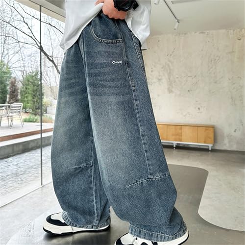 Boys Casual Denim Pants for Spring and Summer Straight Leg Design with Elastic Waist for Comfortable Outdoor Wear4