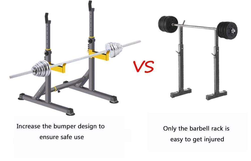 OTQEFTN Dumbbell Squat Racks Adjustable Barbell Rack Adjustable Squat Rack, Squat Stands Rack Barbell Press Bench, Fitness Equipment Home Gym IndoorSiamese, for Curl Barbell Barbell