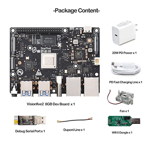 VisionFive2 RISC-V Linux Single Board Computer, Quad-Core StarFive JH7110 64-bit CPU with LPDDR4 8GB RAM 3D GPU - Image 2