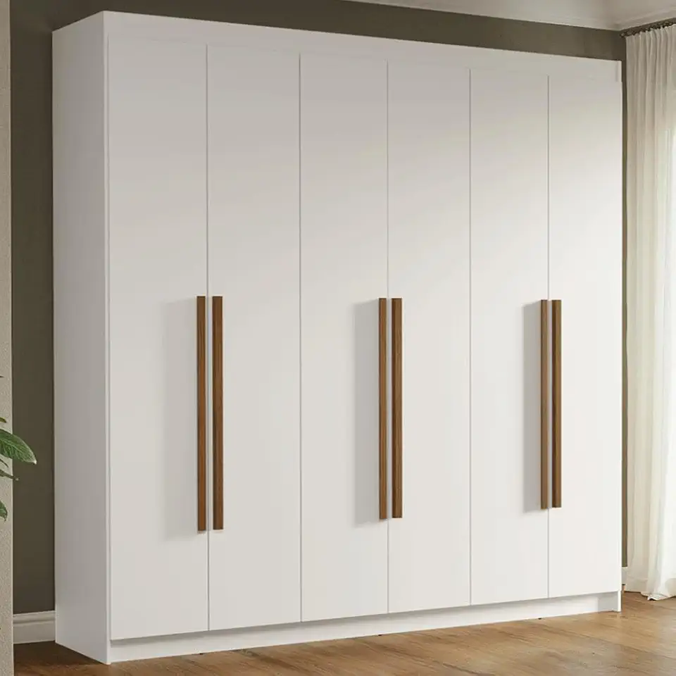 Guarda-roupa Casal 6 Portas Batentes Branco/branco/rustic Venus Madesa
