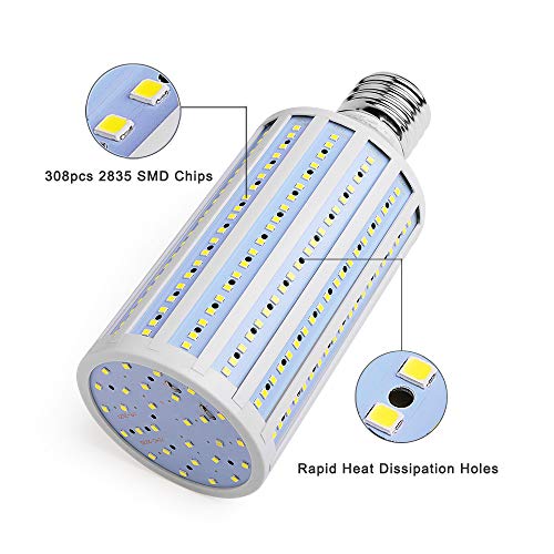 Auzer 60W Led Corn Light Bulb, Large Mogul E39 Base, 6000-Lumen, 6500K Daylight Cool White,Led Corn Bulb For Large Area Garage Factory Warehouse Barn Shopping Mall Supermarket Ac85V-265V #TOP2
