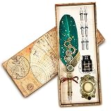 Aifeiter Feather Pen Set,Calligraphy Pen Set Includes Quill Pen,wooden dip pen,6 Replacement Nibs, P