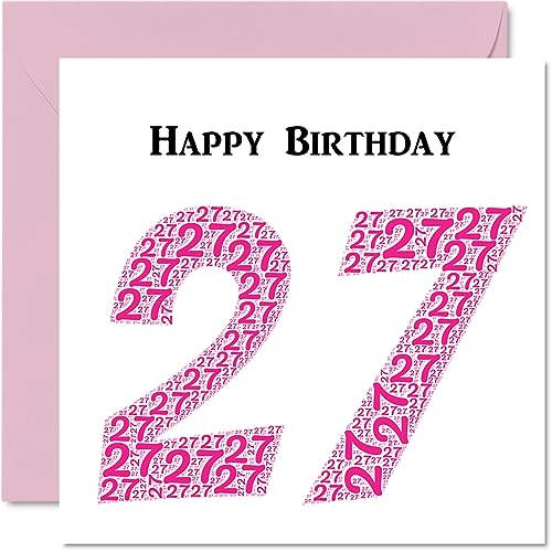 Stuff4 Fun 27th Birthday Cards for Woman - Shapecloud - Happy Birthday Card for Son Daughter Brother Sister Uncle Auntie Niece Nephew Cousin, 145mm Greeting Cards, Fun Card