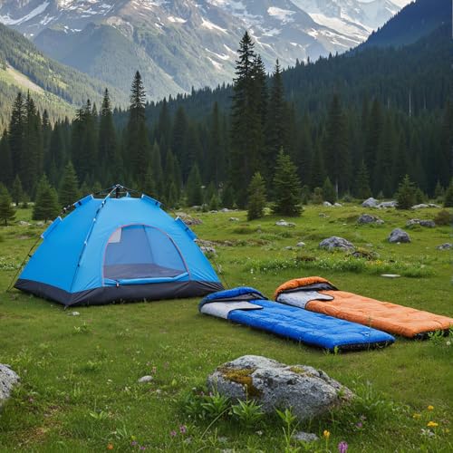 Tudomro Set de Camping Exterior 3 Piezas Incluye 2 Bolsas de Dormir para Adultos y Niños y 1 Tienda de Playa Resistente al Agua miniatura 6