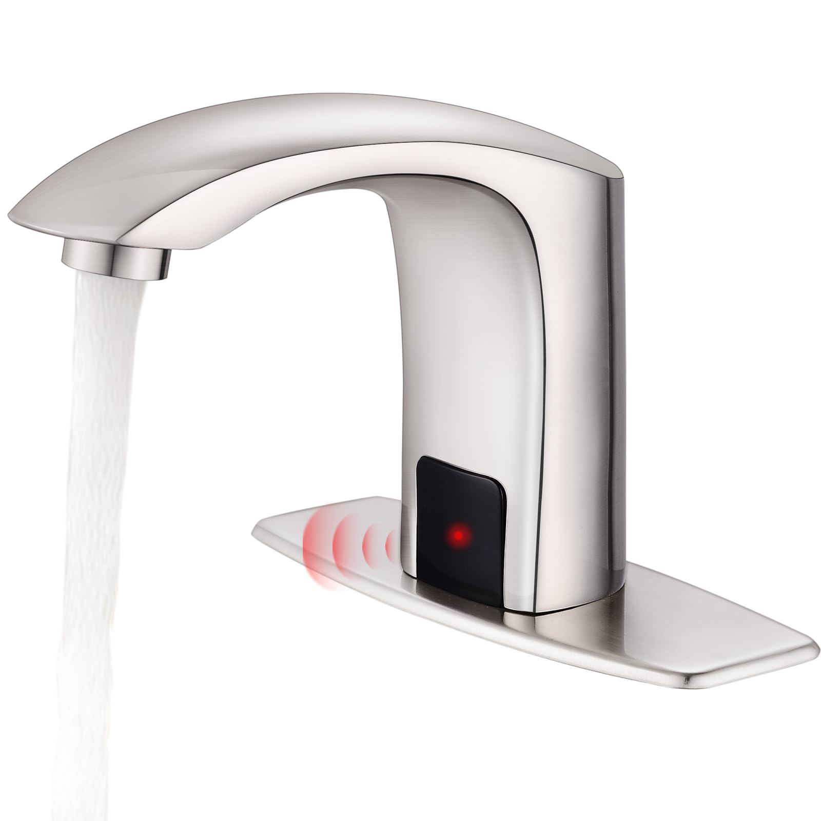 Gangang Touchless Bathroom Sink Faucet Adjustable Water Temperature Brass Automatic Motion Sensor Faucet 1 Hole Commercial Brass Non-contact Faucets Sinks Water Saving Easy to Install (Brushed Nickel)