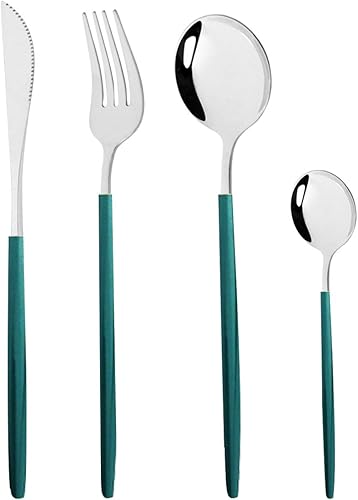 Set de cubiertos Gugrida, juego de cubertería reutilizable, de acero inoxidable 18/10, set de cubiertos reflejantes, ideal para reuniones familiares