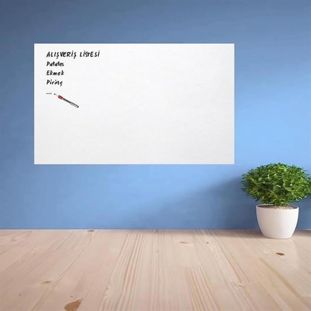 GüncelÇarşı 2'li Paket 60x100 cm 1x Beyaz, 1x Şeffaf Yapışkansız Tutunan Statik Pratik Yazı Tahtası, Çok Amaçlı, Duvara, Cama Yapışkansız Tutunur, Ders Çalışma Yazı Tahtası Manyetik Duvar Sticker