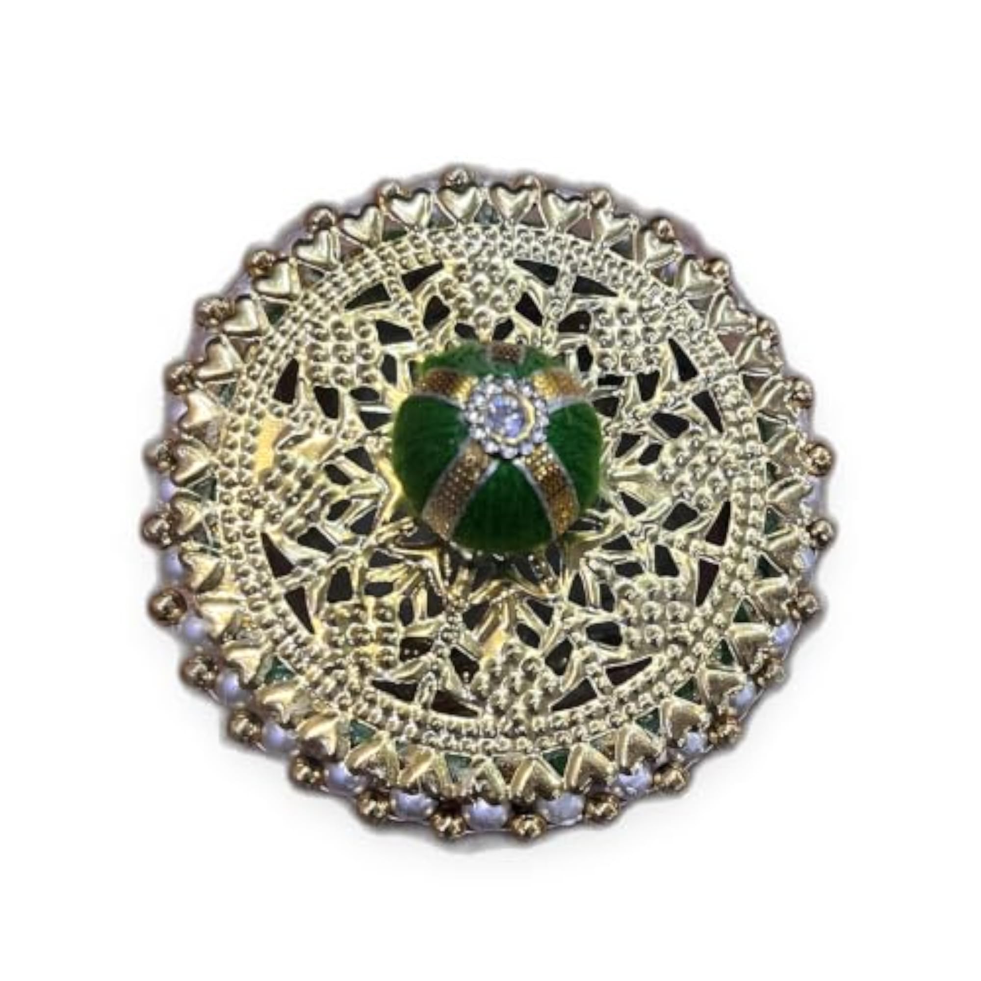 Decorative Bangle Box with Pearl and Gold Embellishments