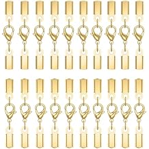 20Sets Cord End Caps with Lobster Clasp Connector,316 Stainless Steel Cord Ends for Jewelry Making Leather Necklace Cord with Clasp 3MM ID End Caps for DIY Bracelets Necklaces