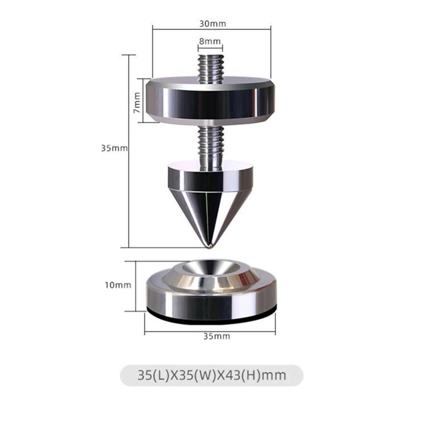 Inox SpeakerSpike Picchi isolanti for altoparlanti in acciaio inossidabile | Piedini ammortizzanti for altoparlanti da scaffale/da pavimento, amplificatori Hi-Fi