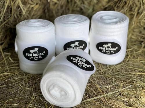Image of Horse Polo Leg Wraps, Equine Fleece Polo Wraps (Set of 4) - Horse Leg Bandages (White)