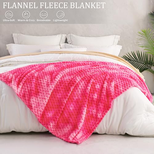 Image of Exclusivo Mezcla 3D Fleece Twin Size Blanket for Bed, Tie-dye Pink | Extra Soft Fuzzy Plush Lightweight Bed Blankets, Cozy Fluffy Decorative Blankets for All Seasons, 90x66 Inches