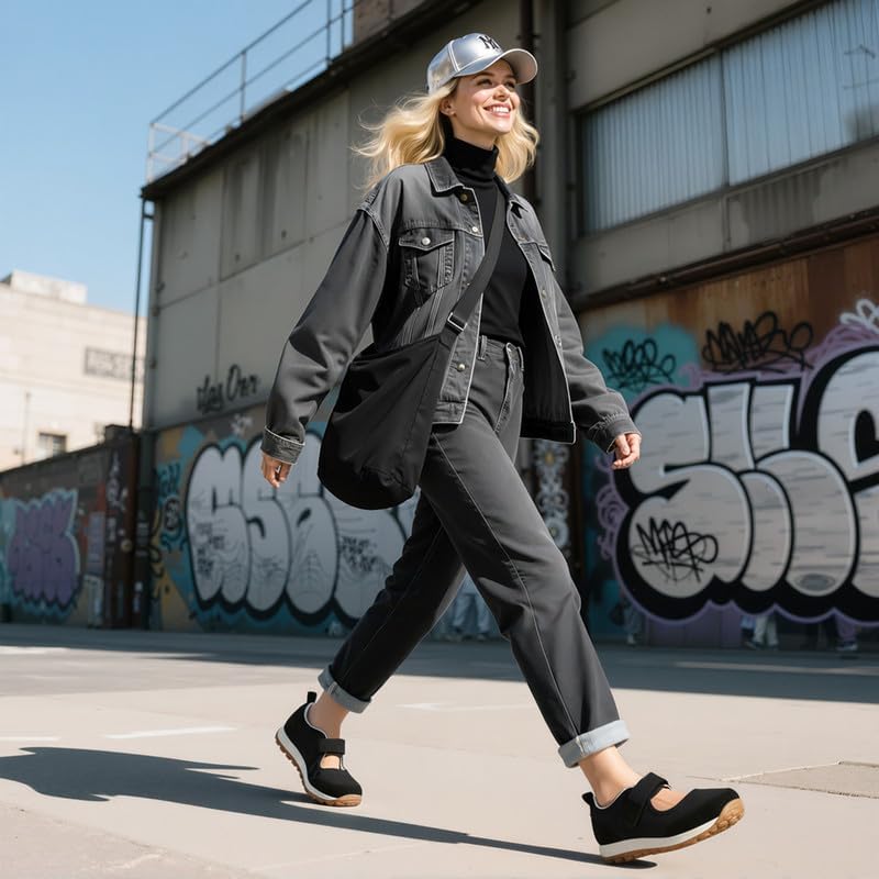 COOLLULU Mary Jane Shoes Sneakers for Women Fashion Ballet Sneakers with Foam Insole Non Slip Sneakerinas Retro Tennis Lightweight Flats Footwear for Daily Walking Causal Dressy - Image 4