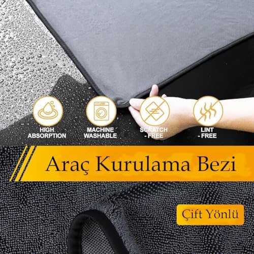 Oto Kurulama Bezi Araç Bez ve Sünger Mikrofiber Temizleme Yıkama Cam Araba Kurulama Temizlik Silme Bezleri Havlusu Profesyonel - Görsel 5