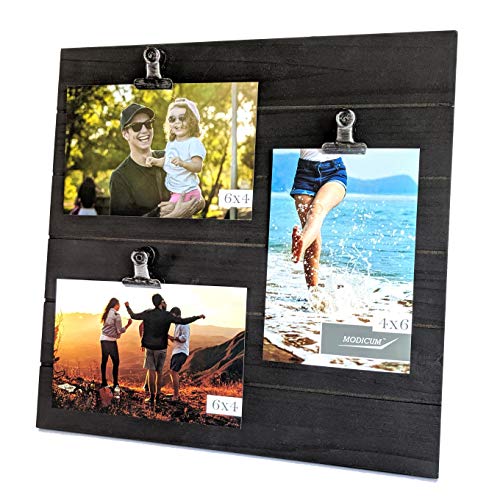 Modicum | Shiplap Photo Display Board - Picture Frame with Clips for 3