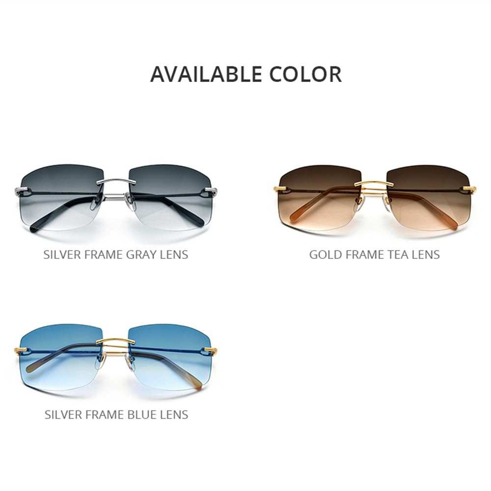 CLMJHG Trendige randlose Sonnenbrille für Herren, rahmenlose, übergroße Luxus-Sonnenbrille für Damen mit Verlaufsglas