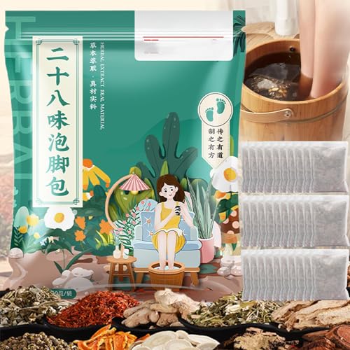 30 Pcs Body Detox Foot Soak Foot Bath Herb Lymphatic Drainage Ginger Mugwort Detox Soak To Remove Toxins Relieve Fatigue Dispel Cold and Remove Dampness