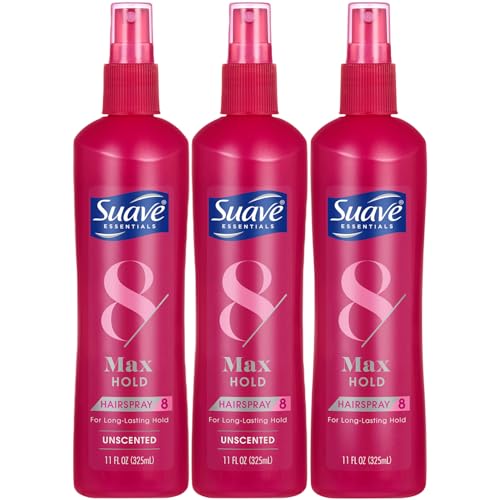 Suave Hairspray, Non-Aerosol, Max Hold Bundle – Unscented 2-Pack + Scented Hair Spray Bottles, 11...