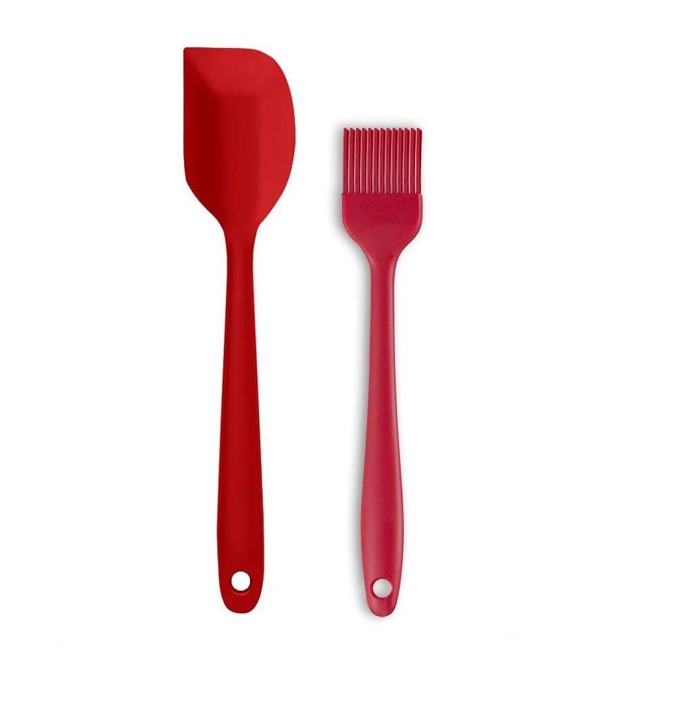 P-Plus International Silicone Non-Stick Heat Resistant Kitchen Utensil| Spatula Big 27cm+Silicone Basting Brush 21cm|Pack of 2 RED (B0825ZNL5C) Amazon Price History, Amazon Price Tracker