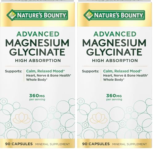 Nature's Bounty Calm Magnesium Glycinate 200mg, 180ct (Pack of 2)