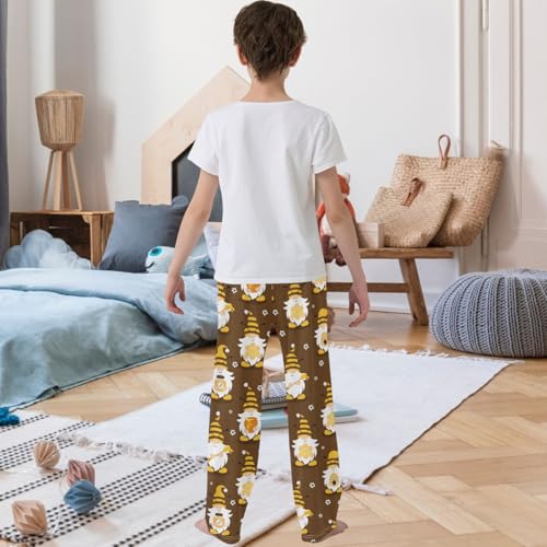 Boy's Pj Pants Flowers Honey Bee Gnomes Lounge Bottoms Elastic Waist Kids Joggers with Pockets Size 6-143