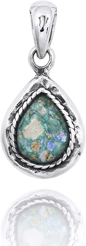 Miniatura 1 de Roman Glass Oxidized Silver Pendant - Ancient Roman Glass Silver Jewelry - Israeli Jewelry - Historical archiological Piece