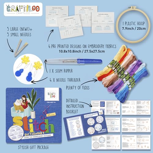 Image of CRAFTILOO Embroidery Kit for Beginners Cross Stitch Kits for Beginners Needlepoint Kits for Adults Embroidery Kits for Adults Cross Stitch kit Practice