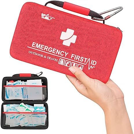 PUREVACY Small First Aid Kit for Car, Office, 121 Pieces, Sturdy Red EVA Travel First Aid Kit with Zip, Carabiner, Waterproof Basic First Aid Kit for Home, Portable Mini Emergency First Aid Kit Travel