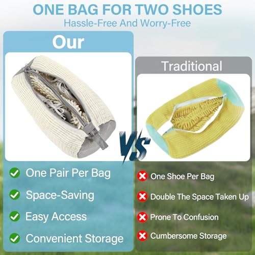 Kasanni 2-in-1 Premium Schuhwaschbeutel für Waschmaschine, Doppelreißverschluss, 360° Reinigung, Wiederverwendbar, Schützt Schuhe vor Verformung, Geeignet für alle Schuharten und Waschmaschinen (Weiß)