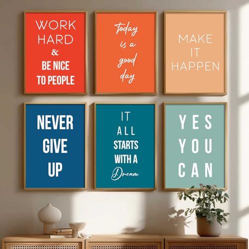 Image of kotart Motivational Quote | Poster with glass frames, wall for hanging, Home decor paintings living room, bed Set of 6 Multicolo (14X20 Inch, I)