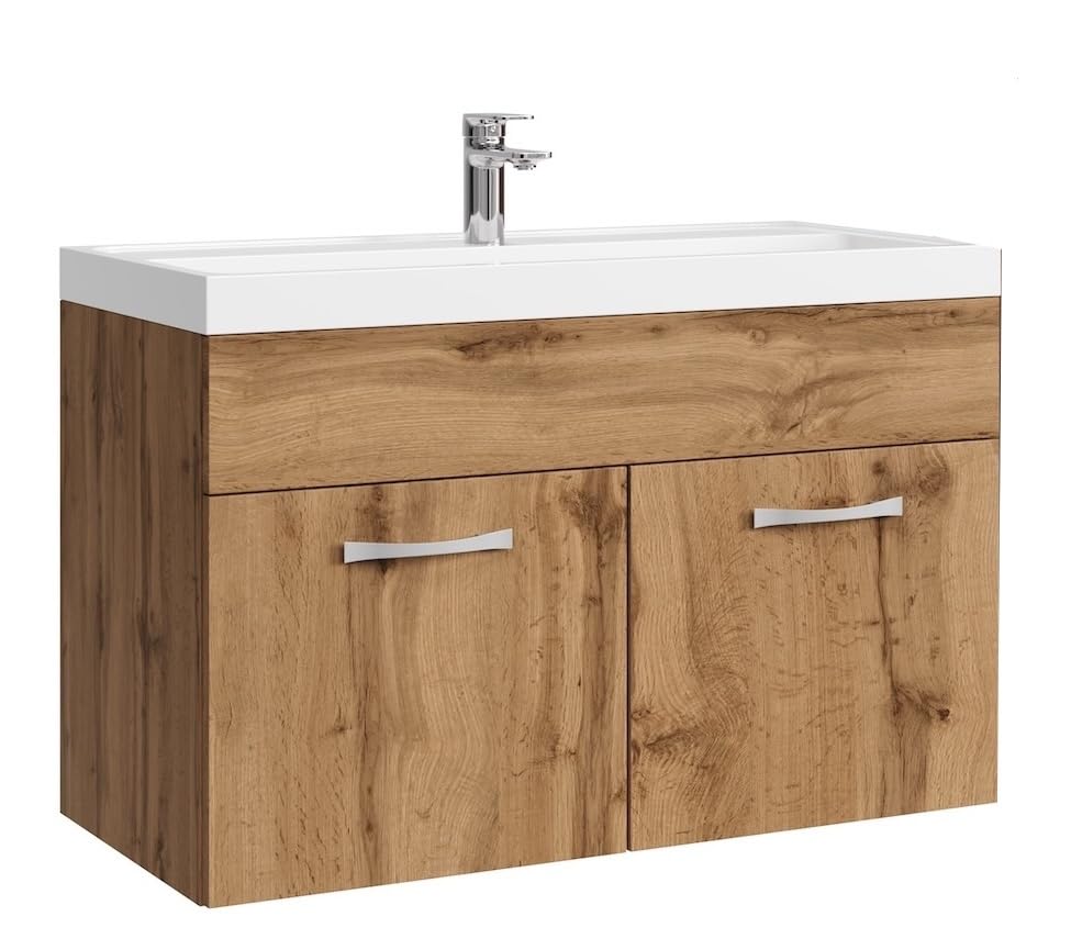 Badplaats B.V. Meuble de Salle de Bain Paso 01 80 x 40 cm lavabo Chene – Armoire de Rangement